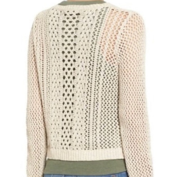 MADEWELL Summer Stitch Pullover Crochet Sweater Open Knit Tan Long Sleeves XS - Picture 11 of 11